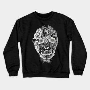 Animals and Flowers Wildlife Skull Crewneck Sweatshirt